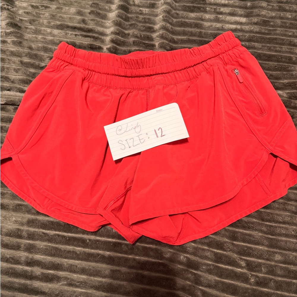 Red lululemon shorts size 12